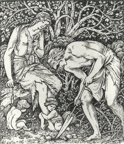 Adem ve Havva (Emek: Adem Deldi ve Havva Yayıldığında, O Zaman Beyefendi Kimdi?) by Edward Coley (after) Burne Jones