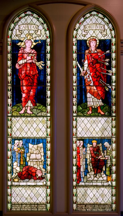 Charity and Fortitude (David Lamenting ve David Consoled), c.1896 (vitray) by Edward Burne Jones