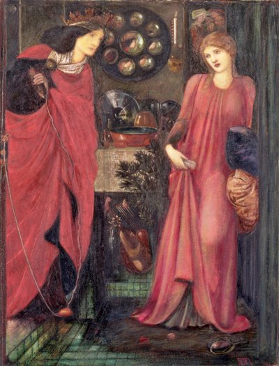 Fair Rosamund ve Queen Eleanor (kağıt üzerinde karışık teknik) by Edward Burne Jones