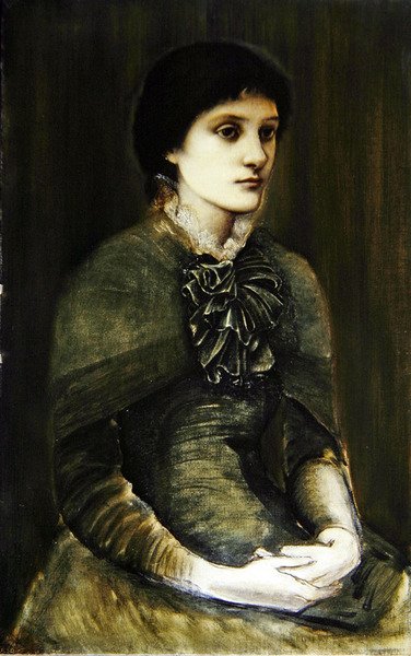 Yeşil Elbiseli Bir Kızın Portresi (tuval üzerine yağlı boya) by Edward Coley Burne Jones