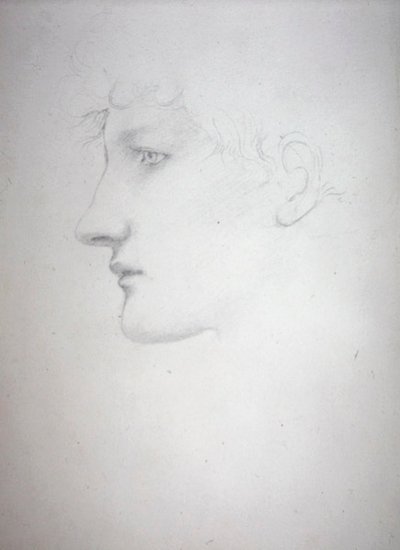 Bir Kafa Çalışması - Bessie Keane, c.1893 (kağıt üzerine kalem) by Edward Coley Burne Jones