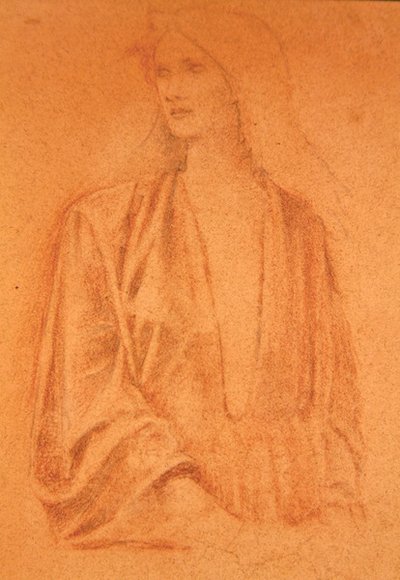 Bir kızın çalışması (kağıt üzerine kalem) by Edward Coley Burne Jones