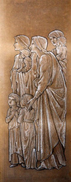 Küçük Çocukların Bana Gelmesi İçin Acı Çekin (kağıt üzerinde siyah beyaz tebeşir) by Edward Coley Burne Jones