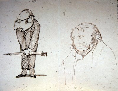 İki Müşteri (kağıt üzerine kalem) by Edward Coley Burne Jones