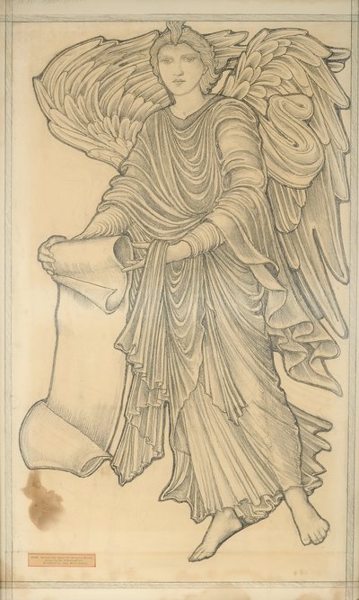 Parşömenli Melek - on numara, 1880 (kağıt üzerinde tebeşir) by Edward Burne Jones