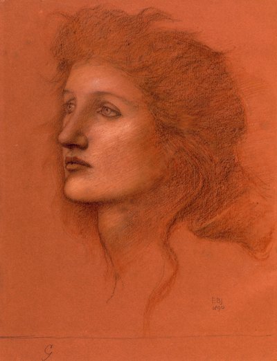 Kadın Baş, 1890 (kağıt üzerinde pastel) by Edward Burne Jones