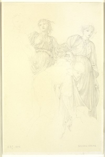 Bir grup kadın, Resim için ön çalışma, Altın Merdivenler by Edward Coley Burne Jones