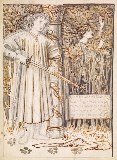 Pyramus ve Thisbe - Pyramus Kılıcını Kendini Öldürmek İçin Çekiyor, 1866 by Edward Burne Jones