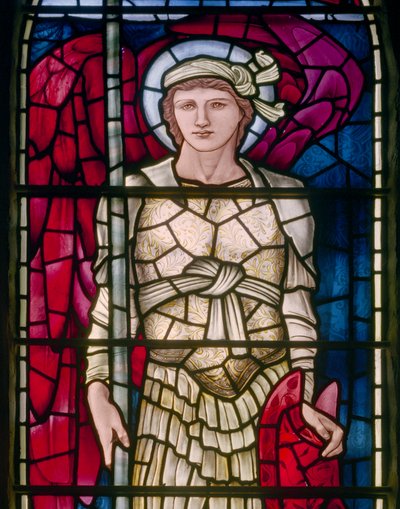 Rottingdean, St Margaret, Morris & Co., Edward Burne-Jones, Doğu Penceresi, St Michael detay, 1893 by Edward Burne Jones