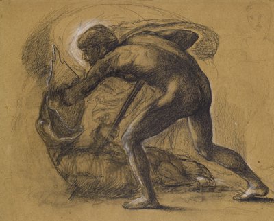 Aziz George ve Ejderha (kağıt üzerine kurşun kalem) by Edward Burne Jones