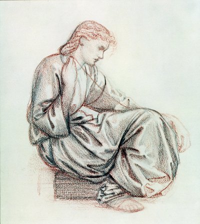 Kader Çalışması (kalem ve kağıt üzerinde kırmızı tebeşir) by Edward Burne Jones