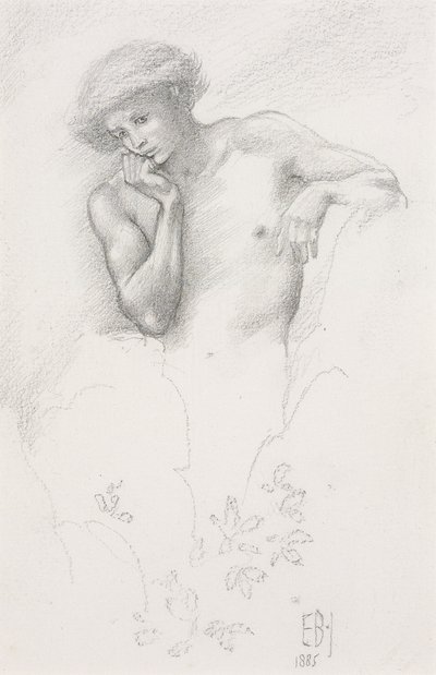 "Arthur in Avalon" için bir tepe perisinin incelenmesi, 1885 by Edward Burne Jones
