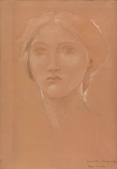 'Kral Cophetua ve Dilenci Hizmetçi' için Margaret Burne-Jones'un başkanının çalışması (kağıt üzerinde tebeşir) by Edward Coley Burne Jones