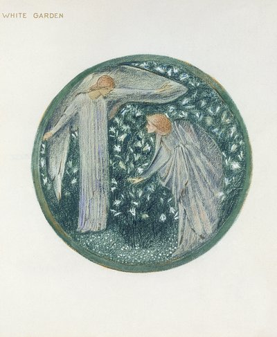 Çiçek Kitabı: XXXIV. Beyaz Bahçe, 1905 (kağıt üzerine guajlı lito) by Edward Burne Jones