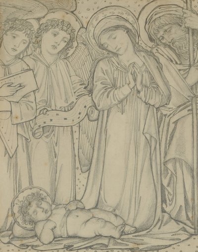 Kutsal Aile, c.1874 (kağıt üzerinde tebeşir) by Edward Burne Jones