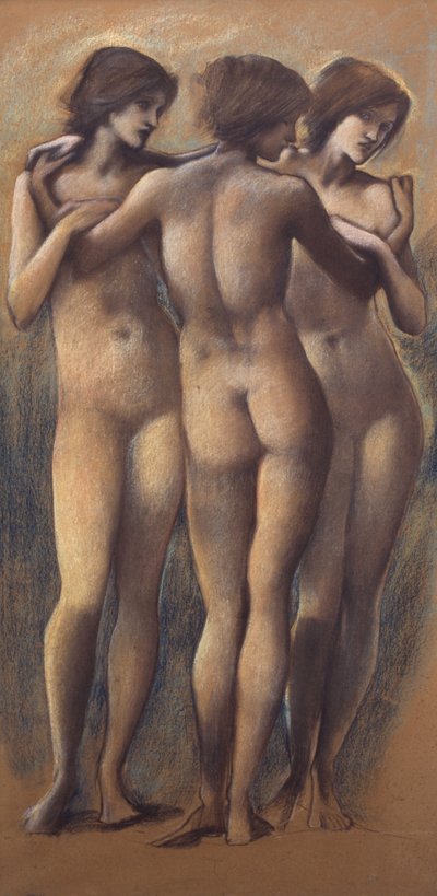 Üç Güzeller, c.1885 (kağıt üzerinde tebeşir) by Edward Burne Jones