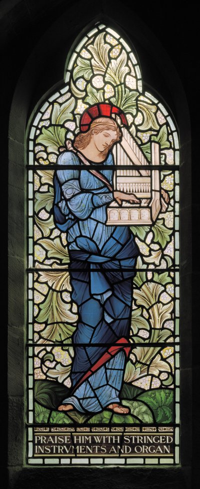 Wilden, All Saints, Morris & Co., Edward Burne-Jones, John Henry Dearle (1859-1932), St Cecilia, 1902-1914, Louisa, Alfred, The Baldwins, Başbakan, Metodist, Worcestershire, Sanat ve El Sanatları, Rudy by Edward Coley and Dearle Burne-Jones