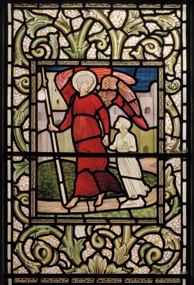 Wilden, All Saints, Morris & Co., Edward Burne-Jones, John Henry Dearle (1859-1932), The Child with Guardian Angel, 1902-1914, Louisa, Alfred, The Baldwins, Başbakan, Metodist, Worcestershire, by Edward Coley and Dearle Burne-Jones