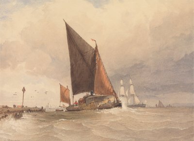Denizde Yelkenli Mavna by Edward Duncan