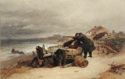 The Look Out, c.1850 (kağıt üzerine suluboya) by Edward Duncan