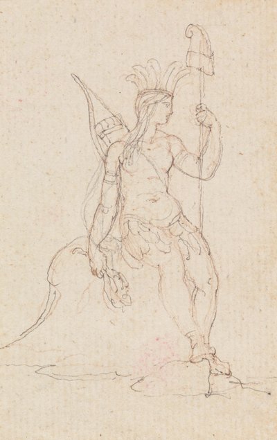 An Alegory of America Carrying the Cap of Liberty, c.1760-1848 (kalem, siyah mürekkep, grafit ve kırmızı tebeşir) by Edward Francis Burney
