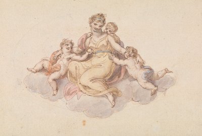Bulutun Üzerinde Oturan Anne ve Çocuklar by Edward Francis Burney