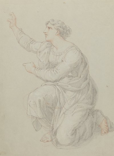 Diz Çöken Priscilla Figürü Çalışması by Edward Francis Burney