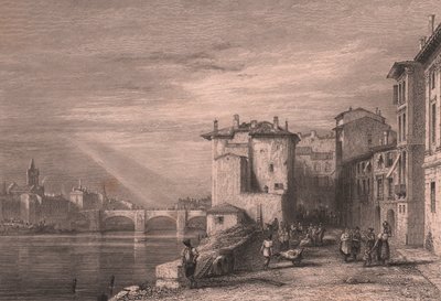 Adige Nehri üzerinde Verona manzarası, Veneto, İtalya, Augustus Wall Calcott