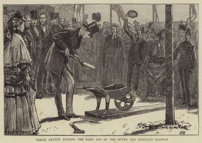 Prens Arthur, Hythe ve Sandgate Demiryolunun İlk Sodunu Döndürüyor by Edward Frederick Brewtnall