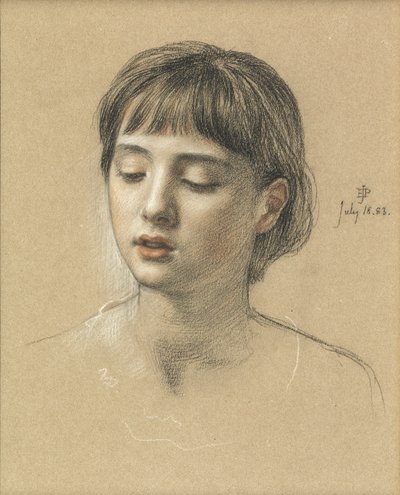 Bir kızın başı, 1883 (kağıt üzerinde tebeşir) by Edward John Poynter