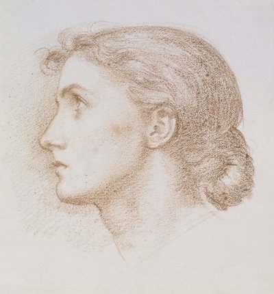 Genç bir kadının baş çalışması, 1880 dolayları (kağıt üzerinde tebeşir) by Edward John Poynter