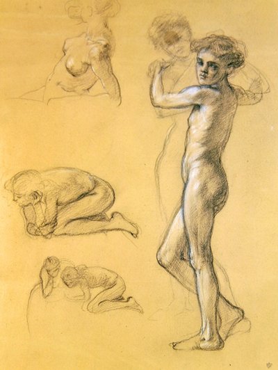 Boş Korkular için Çalışma (III), 1893 (kağıt üzerinde tebeşir) by Edward John Poynter