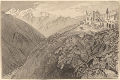 Tepedeki Bir Kasaba (Lampedusa Kutsal Alanı) by Edward Lear