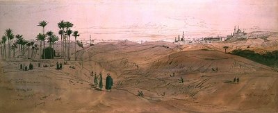 Kahire (kağıt üzerine kalem ve mürekkep ve suluboya) by Edward Lear