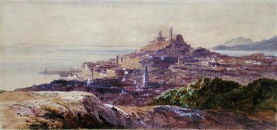 Cannes (kağıt üzerine sulu boya) by Edward Lear