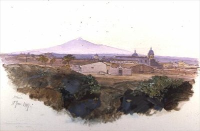 Katanya: 1847 (kalem, mürekkep ve guaj) by Edward Lear
