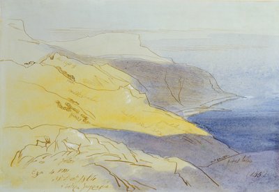 Sahil Manzarası, Eza, 1864 (kağıt üzerine wc, kalem & mürekkep) by Edward Lear