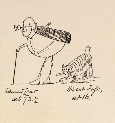 Edward Lear 73 Buçuk Yaşında ve Kedisi Foss, 16 Yaşında by Edward Lear