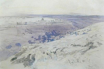 Kudüs, 24-28 Nisan 1858 (kağıt üzerine kalem, mürekkep ve sulu boya) by Edward Lear
