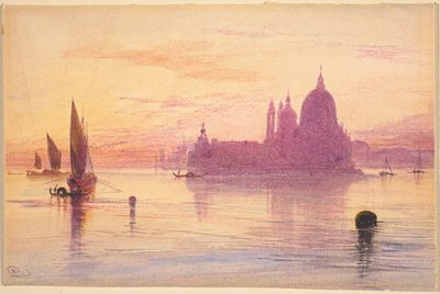 Santa Maria della Salute, Venedik, Gün Batımında, 18651884. by Edward Lear