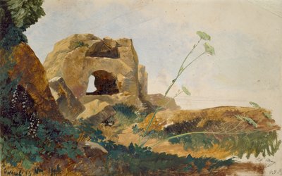 Kayalar ve Yeşillik Çalışması, Agrigento Girgenti, Sicilya, 1847 by Edward Lear