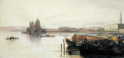 Santa Maria della Salute Kilisesi, Venedik (kağıt üzerine suluboya) by Edward Lear