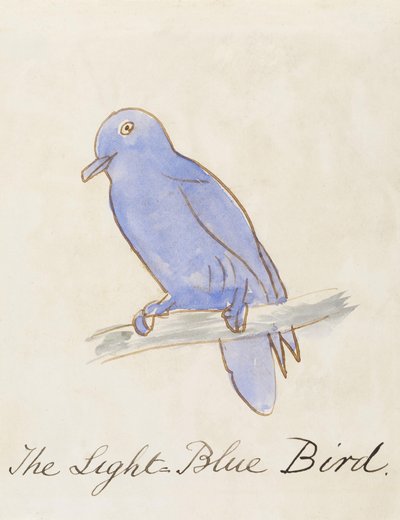 "Çizgi Kuşların On Altı Çizimi"nden Açık Mavi Kuş by Edward Lear