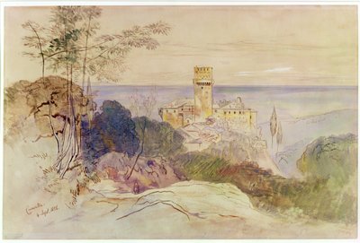 Caracalla Manastırı, 1856 (kağıt üzerinde kalem & mürekkep & wc) by Edward Lear