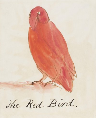 Çizgi Roman Kuşlarının On Altı Çiziminden Kırmızı Kuş (kağıt üzerinde kalem ve mürekkep wc) by Edward Lear