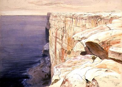 Garf Hasan yakınlarındaki Kayalar, Malta by Edward Lear