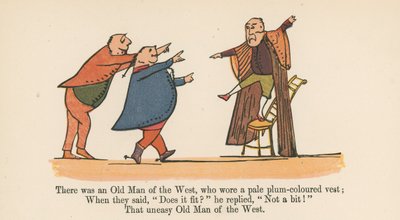 There was an Old Man of the West, who wore a pale plum-coloured vest, from 
