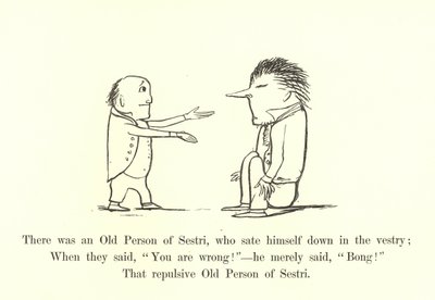 There was an Old Person of Sestri, who sat himself down in the vestry  by Edward Lear