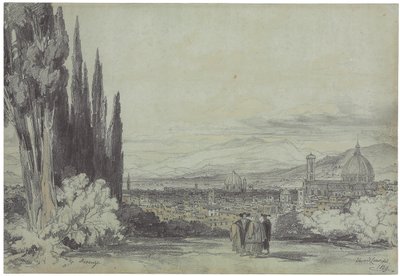 Uzaktan Duomo ile Floransa manzarası, 1839 by Edward Lear