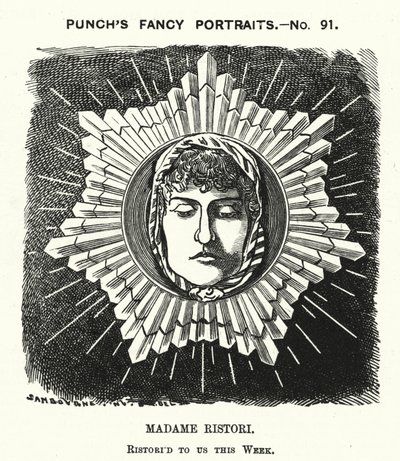 Yumruk karikatür: Adelaide Ristori, İtalyan aktris (gravür) by Edward Linley (after) Sambourne